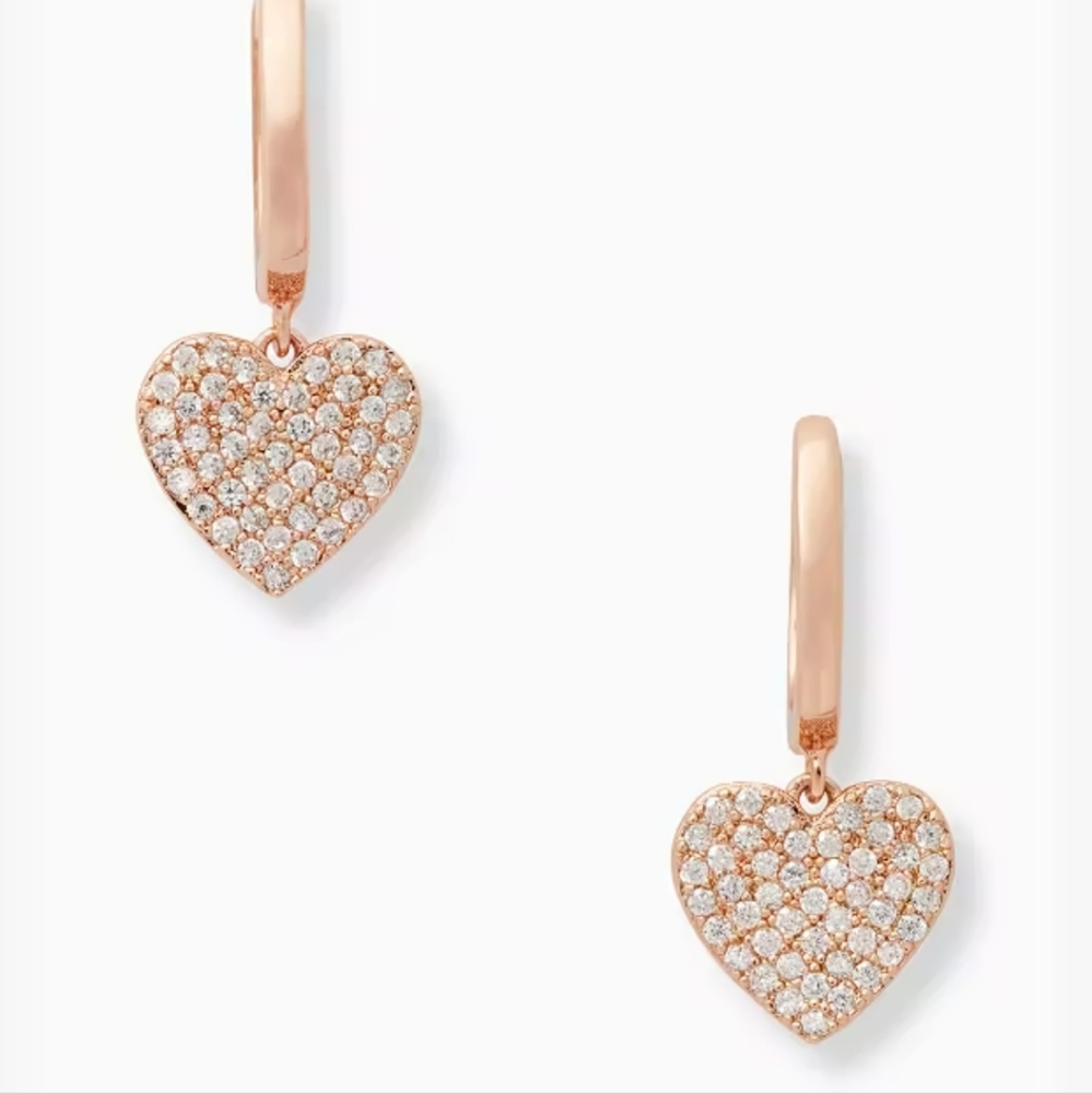 COPY - NWT KATE SPADE Yours Truly Pave Heart Drop Earrings with pouch